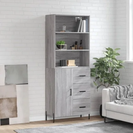 Aparador alto madera contrachapada gris sonoma 69,5x34x180 cm de , Aparadores - Ref: Foro24-3189459, Precio: 163,64 €, Descue...
