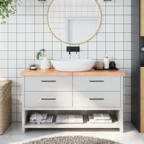 Encimera baño madera maciza tratada marrón claro 140x30x(2-6)cm by , Countertops - Ref: Foro24-3156146, Price: 81,11 €, Disco...
