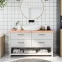 Encimera baño madera maciza tratada marrón claro 140x30x(2-6)cm de , Encimeras - Ref: Foro24-3156146, Precio: 81,11 €, Descue...