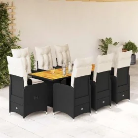 Set de mesa y sillas de jardín 9 pzas y cojines ratán PE negro von , Gartensets - Ref: Foro24-3277134, Preis: 1,00 €, Rabatt: %