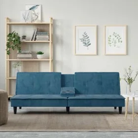 Sofá cama con portavasos terciopelo azul by , Sofas - Ref: Foro24-351919, Price: 263,21 €, Discount: %