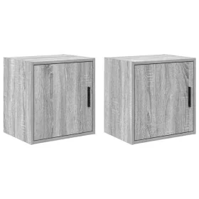 Armarios de pared 2 uds para garaje madera gris