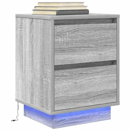Mesilla de noche con luces LED Sonoma gris 38x34x50 cm de , Mesitas de noche - Ref: Foro24-861293, Precio: 58,24 €, Descuento: %