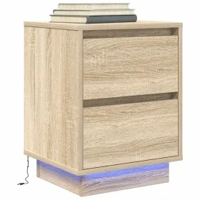 Mesilla de noche con luces LED roble Sonoma 38x34x50 cm by , Nightstands - Ref: Foro24-861287, Price: 57,93 €, Discount: %