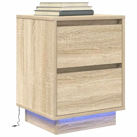 Mesilla de noche con luces LED roble Sonoma 38x34x50 cm by , Nightstands - Ref: Foro24-861287, Price: 57,92 €, Discount: %