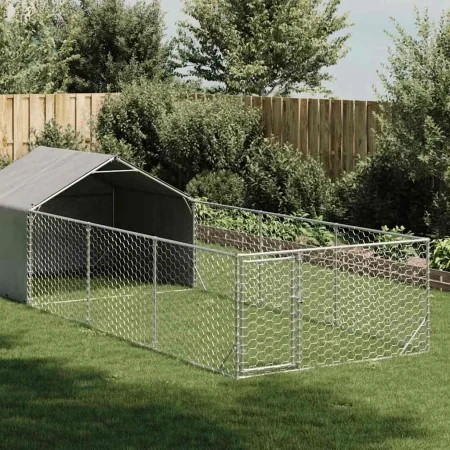 Caseta perros exterior con corral 6x2x1,5 m acero galvanizado von , Hundehütten - Ref: Foro24-3329238, Preis: 210,92 €, Rabat...