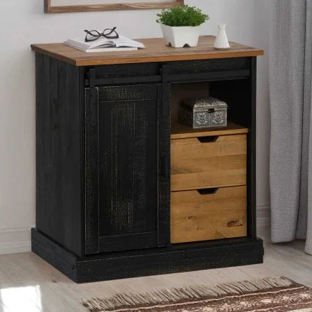 Aparador HALDEN con puerta corredera negro 80x40x80 cm by , Sideboards - Ref: Foro24-4018420, Price: 202,32 €, Discount: %