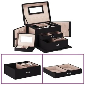 Joyero de 3 niveles con espejo y cerradura negro 26x18x17,5 cm de , Soportes para joyería - Ref: Foro24-4103559, Precio: 45,8...