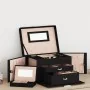Joyero de 3 niveles con espejo y cerradura negro 26x18x17,5 cm by , Jewelry stands - Ref: Foro24-4103559, Price: 45,82 €, Dis...