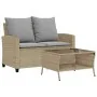 Sofá jardín de 2 plazas con cojín y mesa beige ratán sintético von , Outdoor-Sofas - Ref: Foro24-4103848, Preis: 223,67 €, Ra...