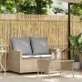 Sofá jardín de 2 plazas con cojín y mesa beige ratán sintético von , Outdoor-Sofas - Ref: Foro24-4103848, Preis: 223,67 €, Ra...