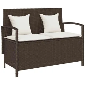 Banco de jardín con almacenaje y cojín marrón ratán sintético by , garden benches - Ref: Foro24-4104212, Price: 227,61 €, Dis...