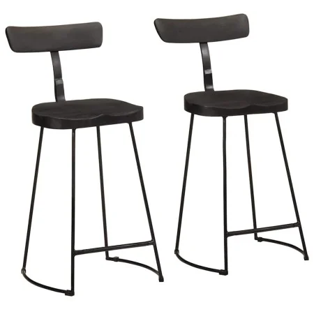 Taburetes de barra 2 uds negro 49x43x88 cm madera maciza mango by , Kitchen stools - Ref: Foro24-4013516, Price: 150,48 €, Di...