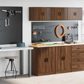 Armarios 2 uds para garaje madera ingeniería marrón roble by , Armarios industriales - Ref: Foro24-3328311, Price: 120,32 €, ...