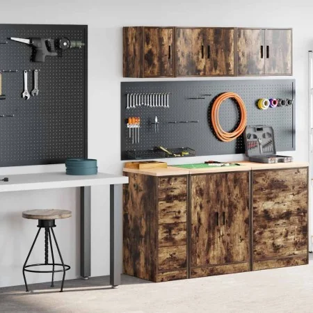 Armarios 2 uds para garaje madera ingeniería roble ahumado by , Armarios industriales - Ref: Foro24-3328318, Price: 89,41 €, ...