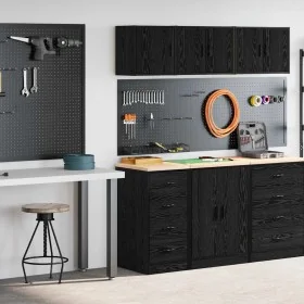 Armarios 2 uds para garaje madera de ingeniería negro de , Armarios industriales - Ref: Foro24-3328324, Precio: 110,72 €, Des...