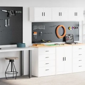 Armarios 2 uds para garaje madera de ingeniería blanco by , Armarios industriales - Ref: Foro24-3328332, Price: 135,82 €, Dis...