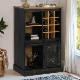 Vinoteca HALDEN con botelleros y puerta corredera negro pino by , Wine and liquor cabinets - Ref: Foro24-4018448, Price: 272,...