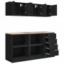 Armarios 6 uds para garaje madera de ingeniería negro by , Armarios industriales - Ref: Foro24-3328351, Price: 336,14 €, Disc...