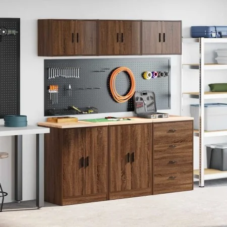 Garage Cabinets 6 pcs Brown Oak Engineered Wood de , Armarios industriales - Ref: Foro24-3328347, Precio: 405,58 €, Descuento: %