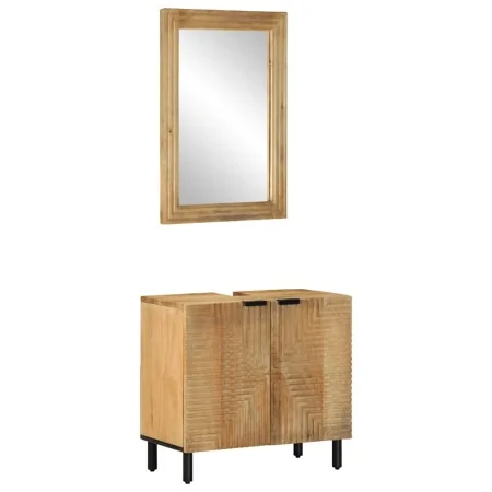 Conjunto de muebles de baño 2 uds marrón madera maciza de mango de , Muebles de baño - Ref: Foro24-3310006, Precio: 206,74 €,...