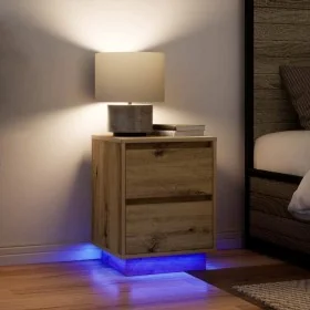 Mesitas de noche con luces LED 2 uds roble artisan 38x34x50 cm by , Nightstands - Ref: Foro24-861300, Price: 108,40 €, Discou...