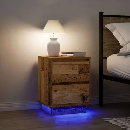 Mesillas de noche con luces LED 2 uds madera vieja 38x34x50 cm by , Nightstands - Ref: Foro24-861298, Price: 97,99 €, Discoun...