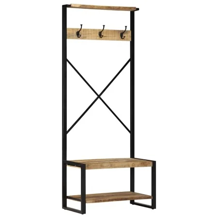 Perchero de madera maciza de mango rugoso 80x40x190 cm | Tu tienda online para hogar, jardín y más Foro24.es
