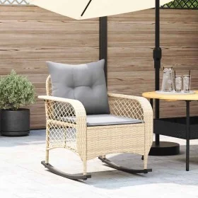 Silla mecedora de jardín con cojines ratán sintético beige von , Gartenstühle - Ref: Foro24-4104196, Preis: 118,24 €, Rabatt: %