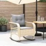 Silla mecedora de jardín con cojines ratán sintético beige von , Gartenstühle - Ref: Foro24-4104196, Preis: 118,24 €, Rabatt: %