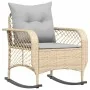 Silla mecedora de jardín con cojines ratán sintético beige von , Gartenstühle - Ref: Foro24-4104196, Preis: 118,24 €, Rabatt: %