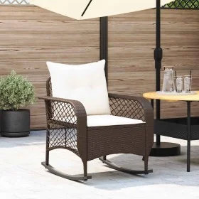 Silla mecedora de jardín con cojines ratán sintético marrón von , Gartenstühle - Ref: Foro24-4104194, Preis: 118,24 €, Rabatt: %