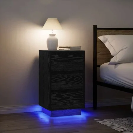 Mesilla de noche con luces LED negro38x34x65 cm | Tu tienda online para hogar, jardín y más Foro24.es