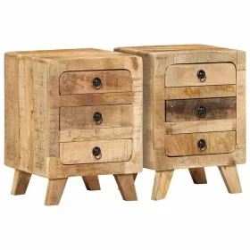Mesilla de noche 2 uds 37x32x50 cm madera mango rugosa by , Nightstands - Ref: Foro24-4104516, Price: 241,99 €, Discount: %