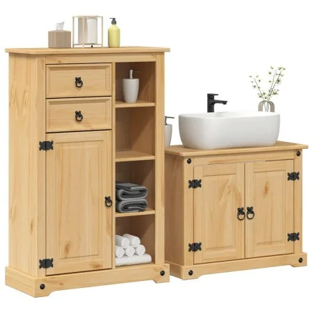 Juego de muebles de baño Corona 2 pzas madera maciza pino by , Bathroom furniture - Ref: Foro24-3334635, Price: 235,89 €, Dis...