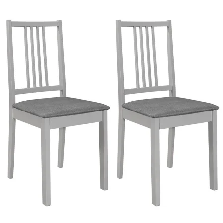 Sillas de comedor con cojines de madera maciza gris 2 unidades by , dining chairs - Ref: Foro24-247638, Price: 121,73 €, Disc...