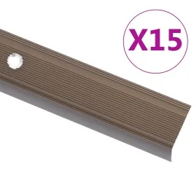 Perfiles de peldaños forma de L 15 uds aluminio marrón 134 cm by , Stairs - Ref: Foro24-146744, Price: 52,91 €, Discount: %