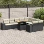Set sofás jardín y cojines 10 pzas ratán sintético acacia negro by , Garden sets - Ref: Foro24-3327416, Price: 655,80 €, Disc...