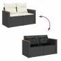Set sofás jardín y cojines 6 pzas ratán sintético acacia negro by , Garden sets - Ref: Foro24-3327437, Price: 419,97 €, Disco...