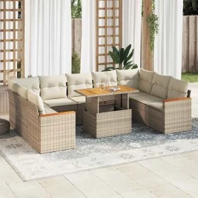 Set sofás jardín y cojines 10 pzas ratán sintético acacia beige von , Gartensets - Ref: Foro24-3327530, Preis: 719,45 €, Raba...