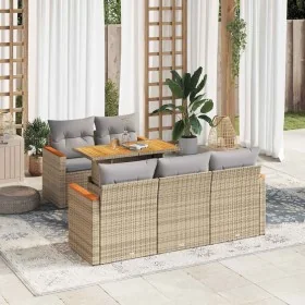 Set sofás jardín y cojines 6 pzas ratán sintético acacia beige von , Gartensets - Ref: Foro24-3327440, Preis: 462,49 €, Rabat...