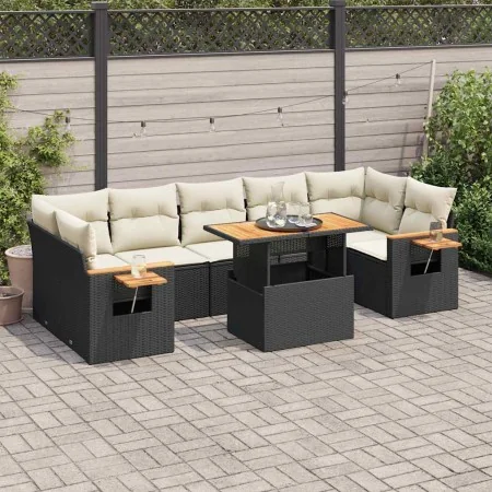 Set sofás jardín y cojines 8 pzas ratán sintético acacia negro von , Gartensets - Ref: Foro24-3327570, Preis: 540,89 €, Rabat...