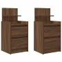 Mesillas de noche con 2 cajones 2 uds roble marrón 38x34x80 cm de , Mesitas de noche - Ref: Foro24-861368, Precio: 97,26 €, D...