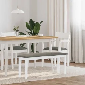 Banco 110 cm madera maciza caucho blanco by , Dining and kitchen benches - Ref: Foro24-4102606, Price: 76,76 €, Discount: %