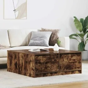Mesa de centro con cajones roble ahumado 100x100x40 cm by , Coffee table - Ref: Foro24-3328403, Price: 165,33 €, Discount: %