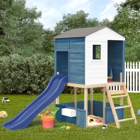 Parque infantil de exterior blanco y azul madera maciza abeto by , Swings and play structures - Ref: Foro24-3376143, Price: 6...