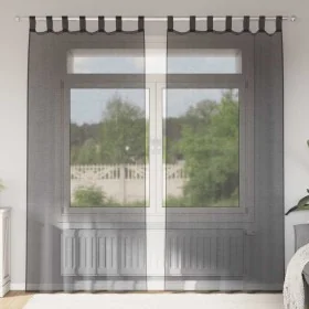 Cortinas de gasa con bolsillos para varillas 2 uds. negro by , Curtains and curtains - Ref: Foro24-4102168, Price: 13,99 €, D...