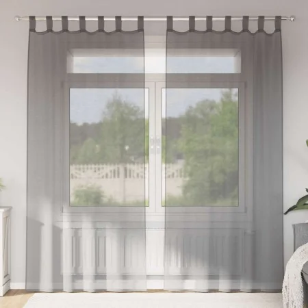 Cortinas de gasa con trabillas 2 uds gris oscuro 140x225 cm de , Cortinas y visillos - Ref: Foro24-4102273, Precio: 15,57 €, ...