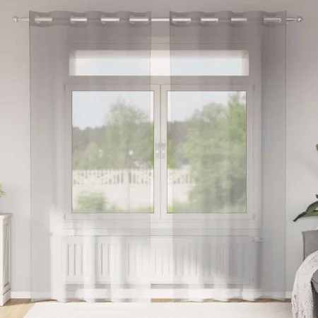 Cortinas de gasa con ojales 2 uds gris claro 140x225 cm de , Cortinas y visillos - Ref: Foro24-4102109, Precio: 15,00 €, Desc...