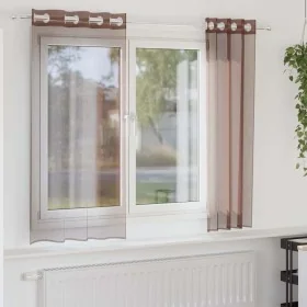 Cortinas de gasa con ojales 2 uds marrón 140x175 cm by , Curtains and curtains - Ref: Foro24-4102066, Price: 13,89 €, Discoun...